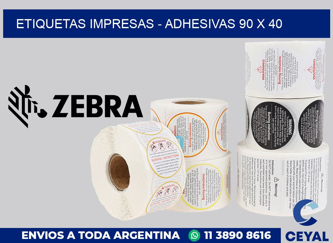etiquetas impresas - Adhesivas 90 x 40