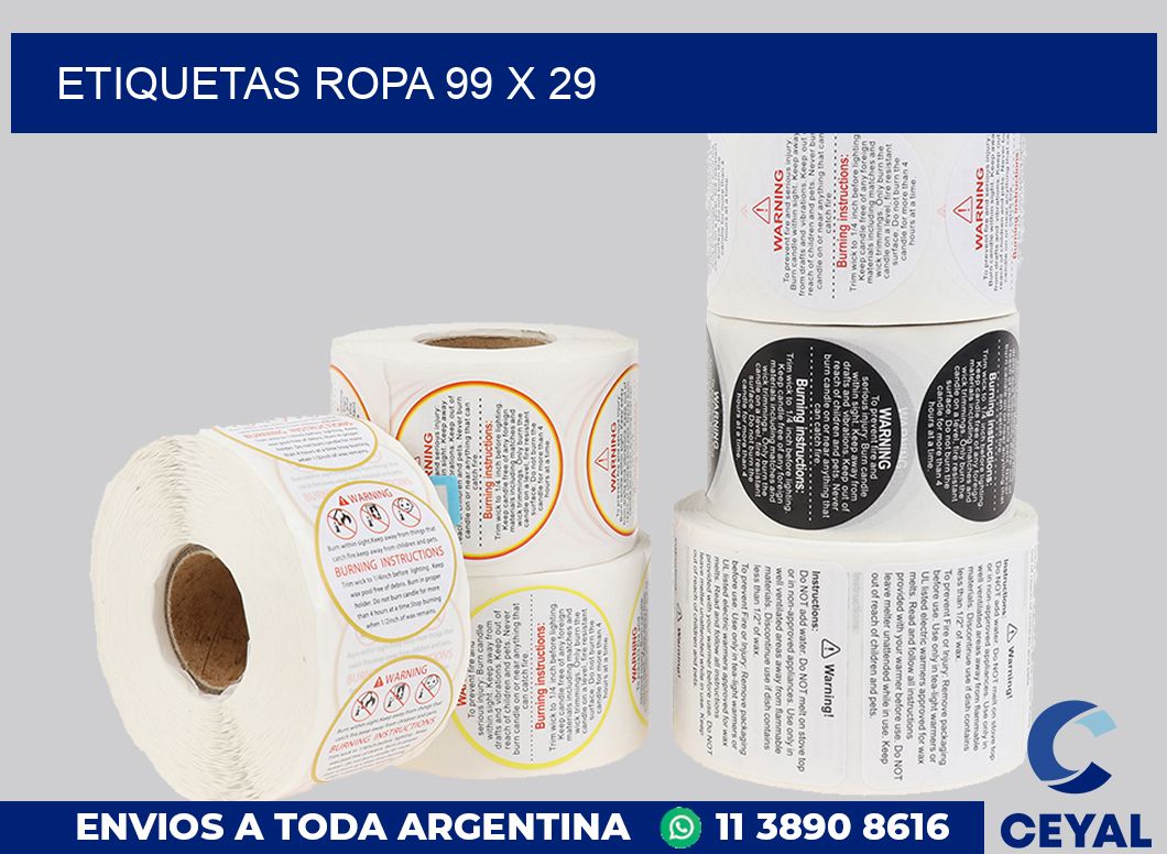 etiquetas ropa 99 x 29