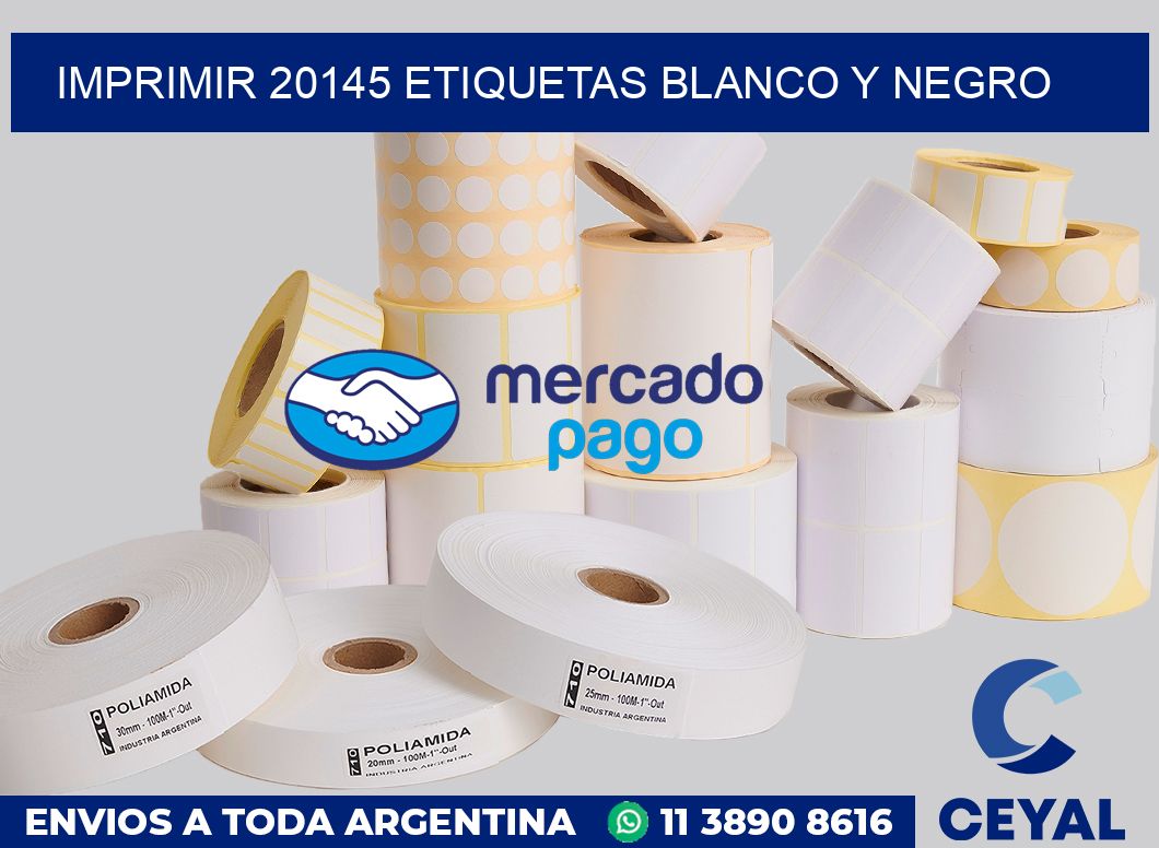 imprimir 20145 etiquetas blanco y negro