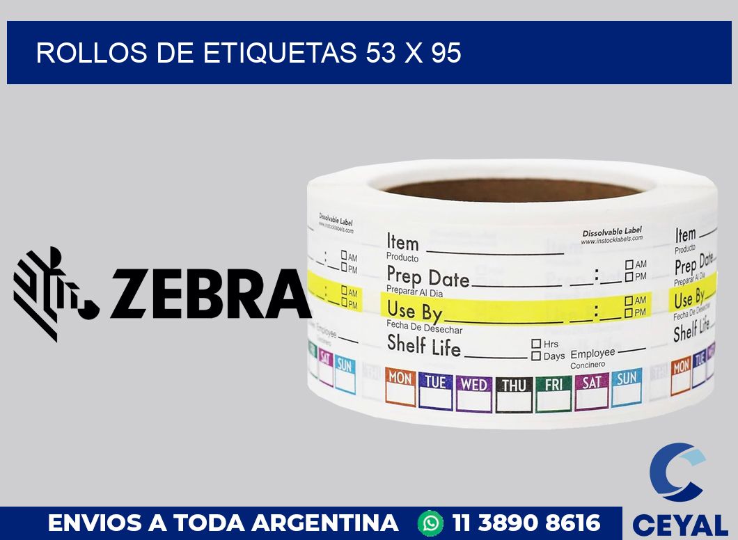 rollos de etiquetas 53 x 95
