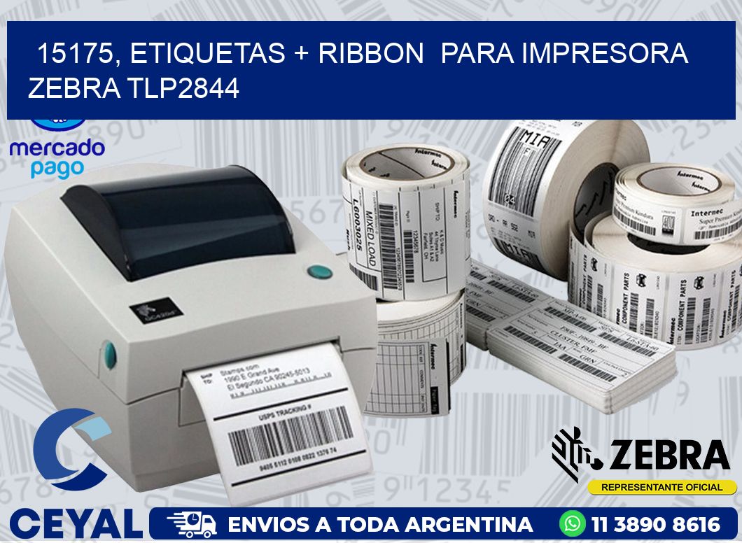 15175, etiquetas + ribbon  para impresora zebra TLP2844