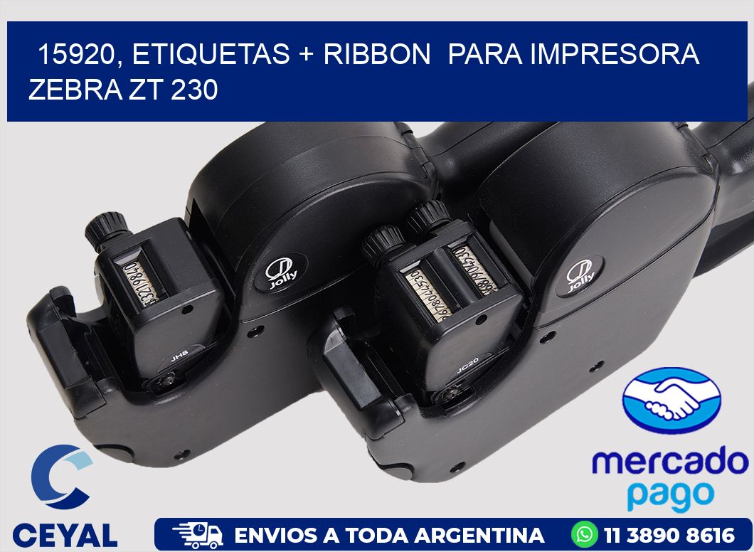 15920, etiquetas + ribbon para impresora zebra ZT 230