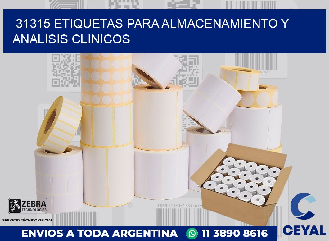 31315 ETIQUETAS PARA ALMACENAMIENTO Y ANALISIS CLINICOS