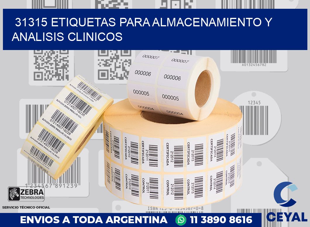 31315 ETIQUETAS PARA ALMACENAMIENTO Y ANALISIS CLINICOS
