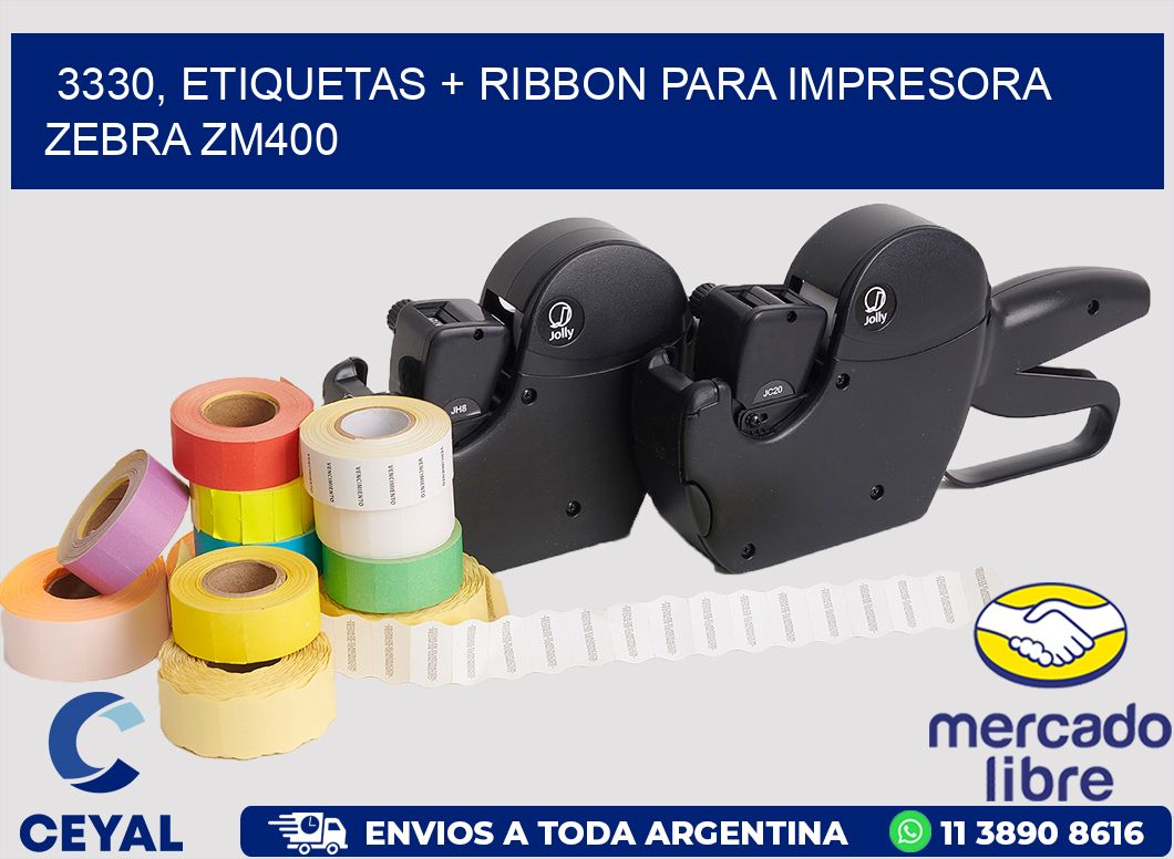 3330, etiquetas + ribbon para impresora zebra ZM400