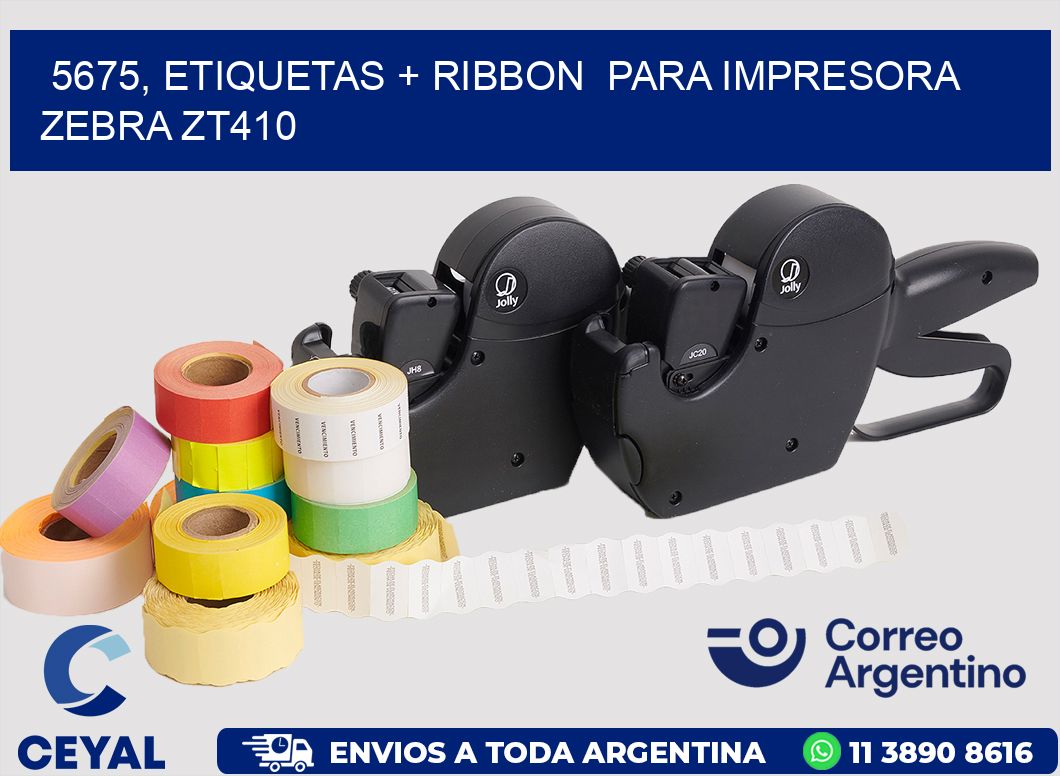 5675, etiquetas + ribbon para impresora zebra ZT410