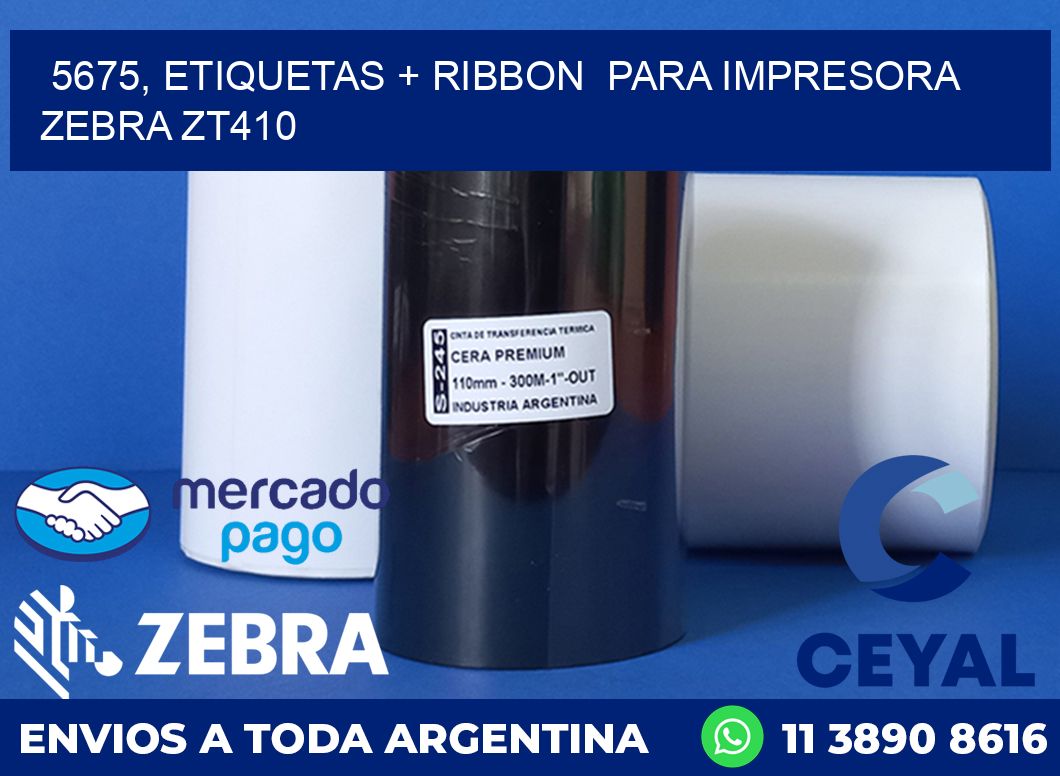 5675, etiquetas + ribbon para impresora zebra ZT410