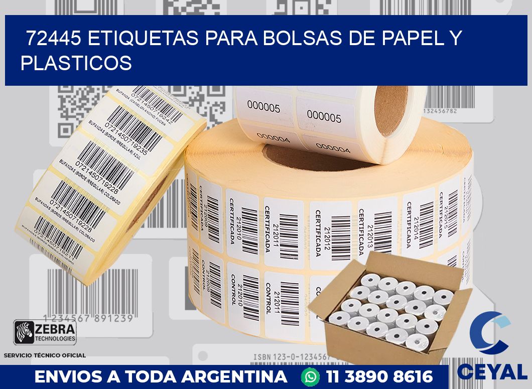 72445 ETIQUETAS PARA BOLSAS DE PAPEL Y PLASTICOS
