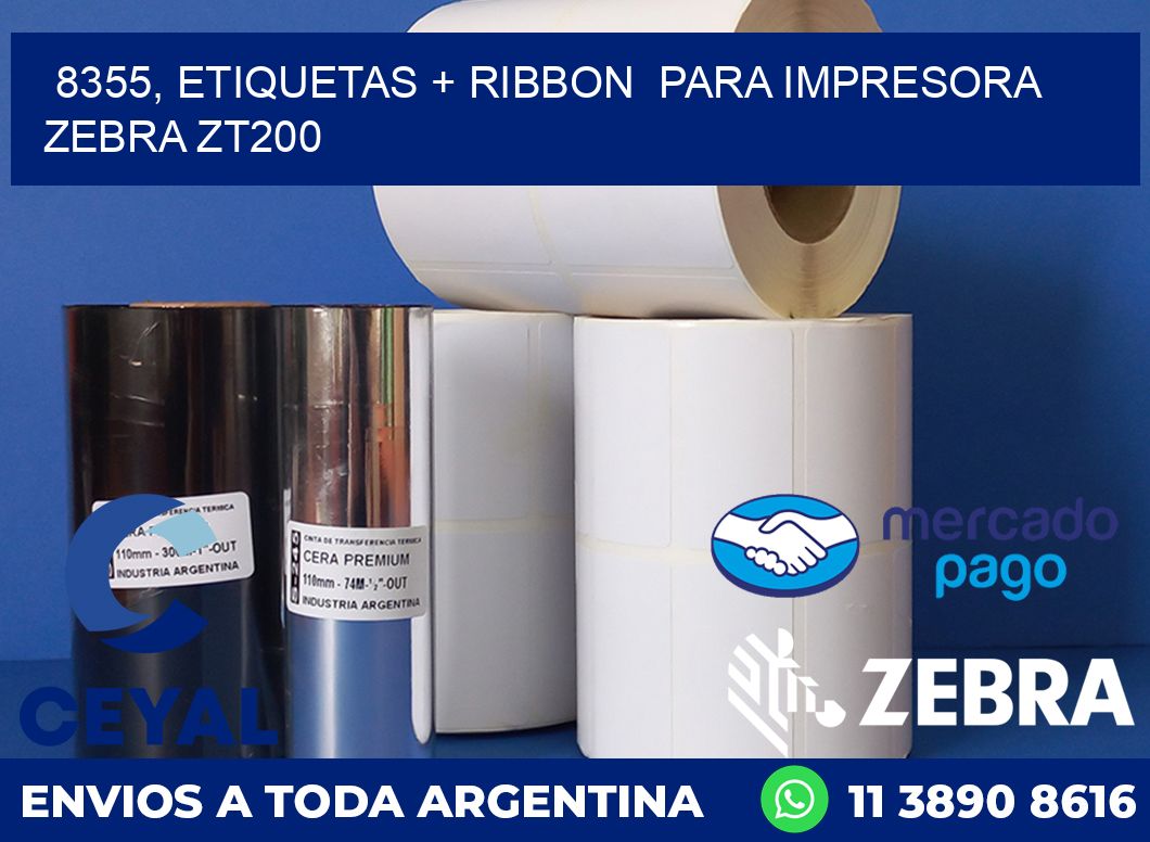 8355, etiquetas + ribbon para impresora zebra ZT200