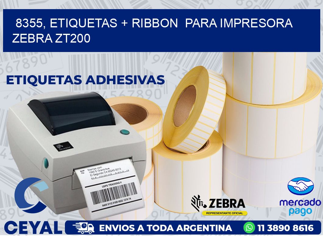 8355, etiquetas + ribbon  para impresora zebra ZT200