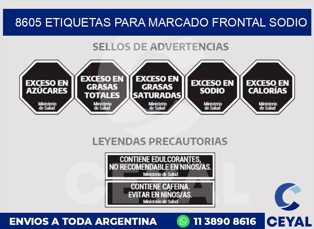 8605 ETIQUETAS PARA MARCADO FRONTAL SODIO