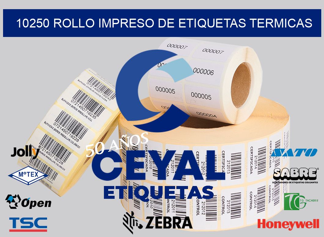 10250 ROLLO IMPRESO DE ETIQUETAS TERMICAS
