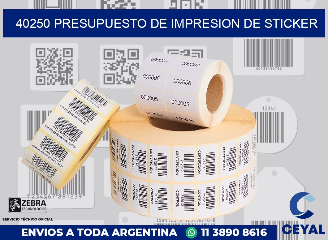 40250 PRESUPUESTO DE IMPRESION DE STICKER