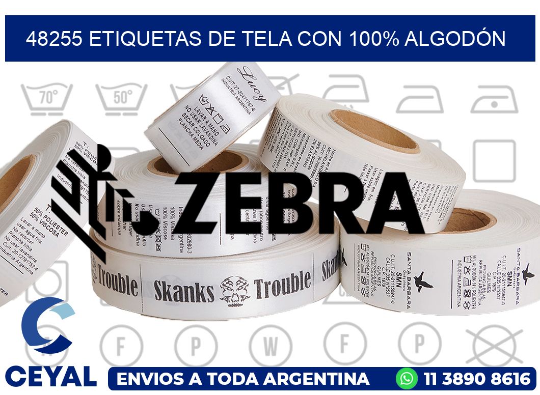 48255 ETIQUETAS DE TELA CON 100% ALGODÓN