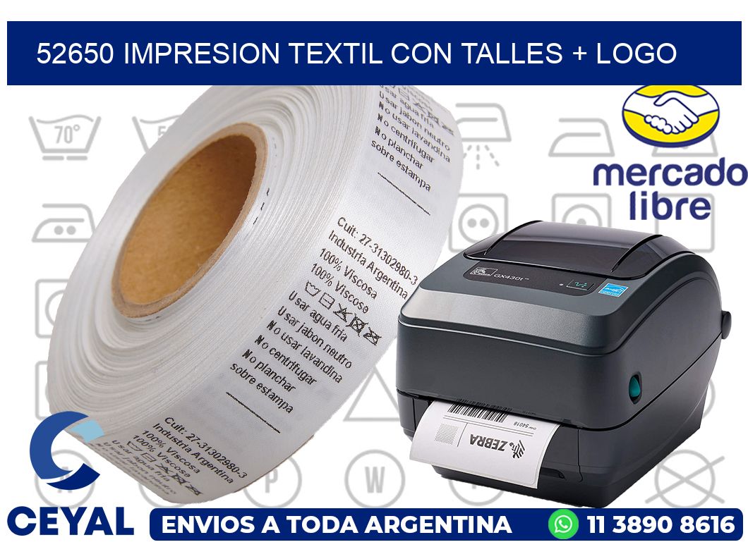 52650 IMPRESION TEXTIL CON TALLES + LOGO