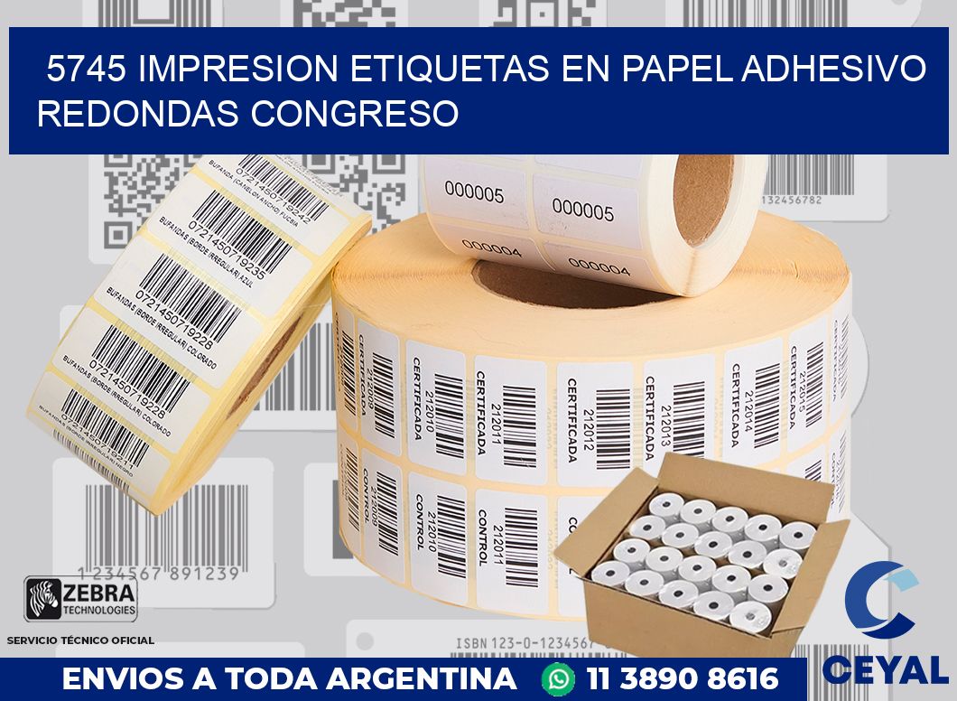 5745 IMPRESION ETIQUETAS EN PAPEL ADHESIVO REDONDAS CONGRESO