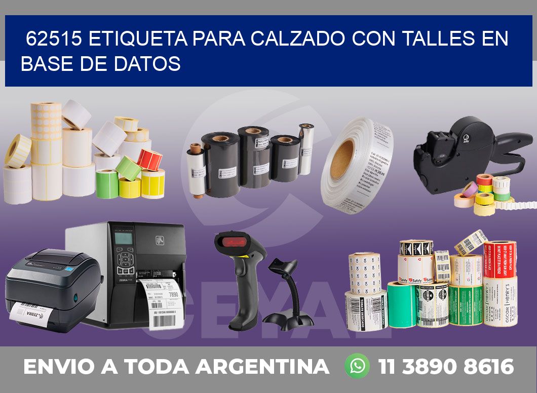 62515 ETIQUETA PARA CALZADO CON TALLES EN BASE DE DATOS