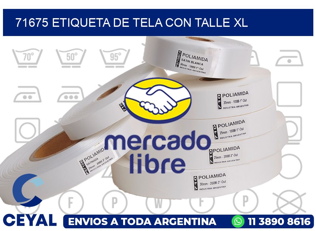 71675 ETIQUETA DE TELA CON TALLE XL