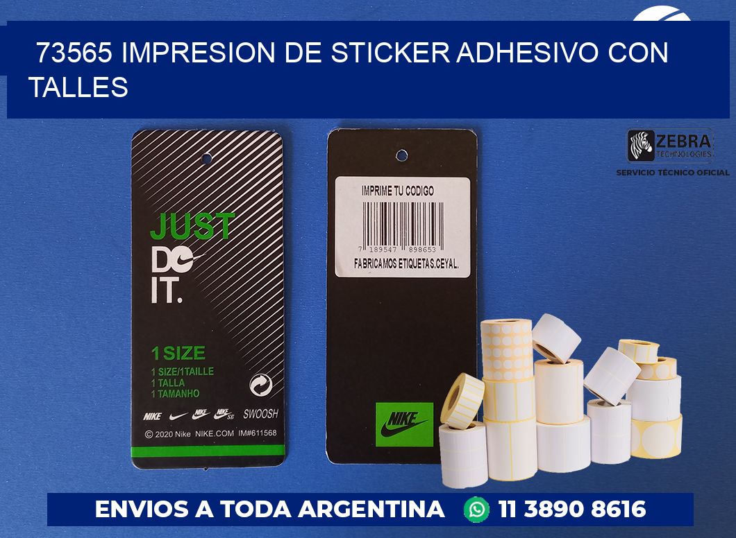 73565 IMPRESION DE STICKER ADHESIVO CON TALLES