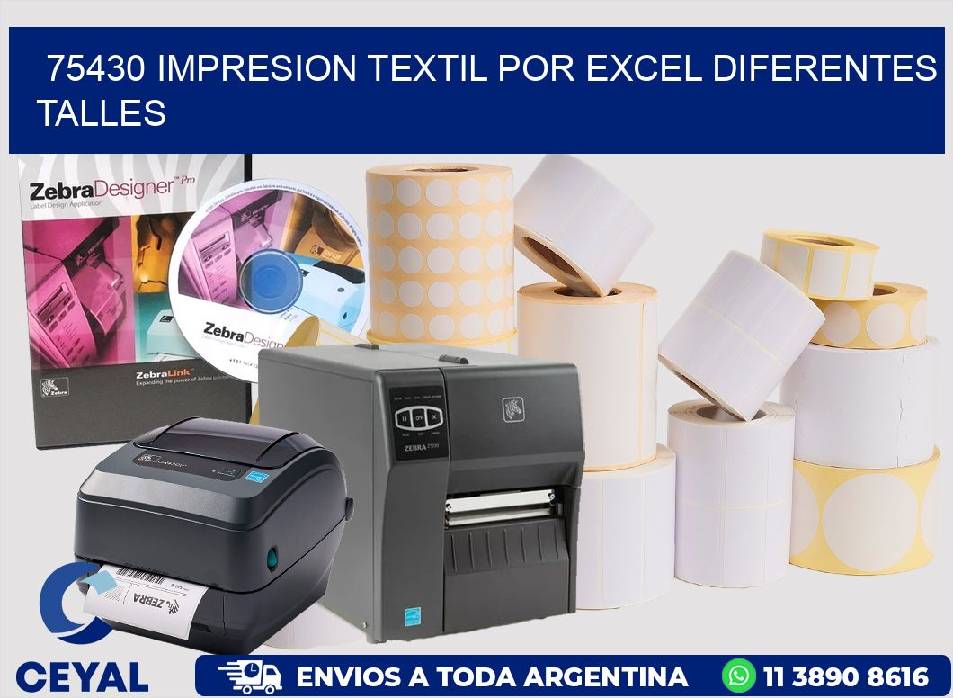 75430 IMPRESION TEXTIL POR EXCEL DIFERENTES TALLES