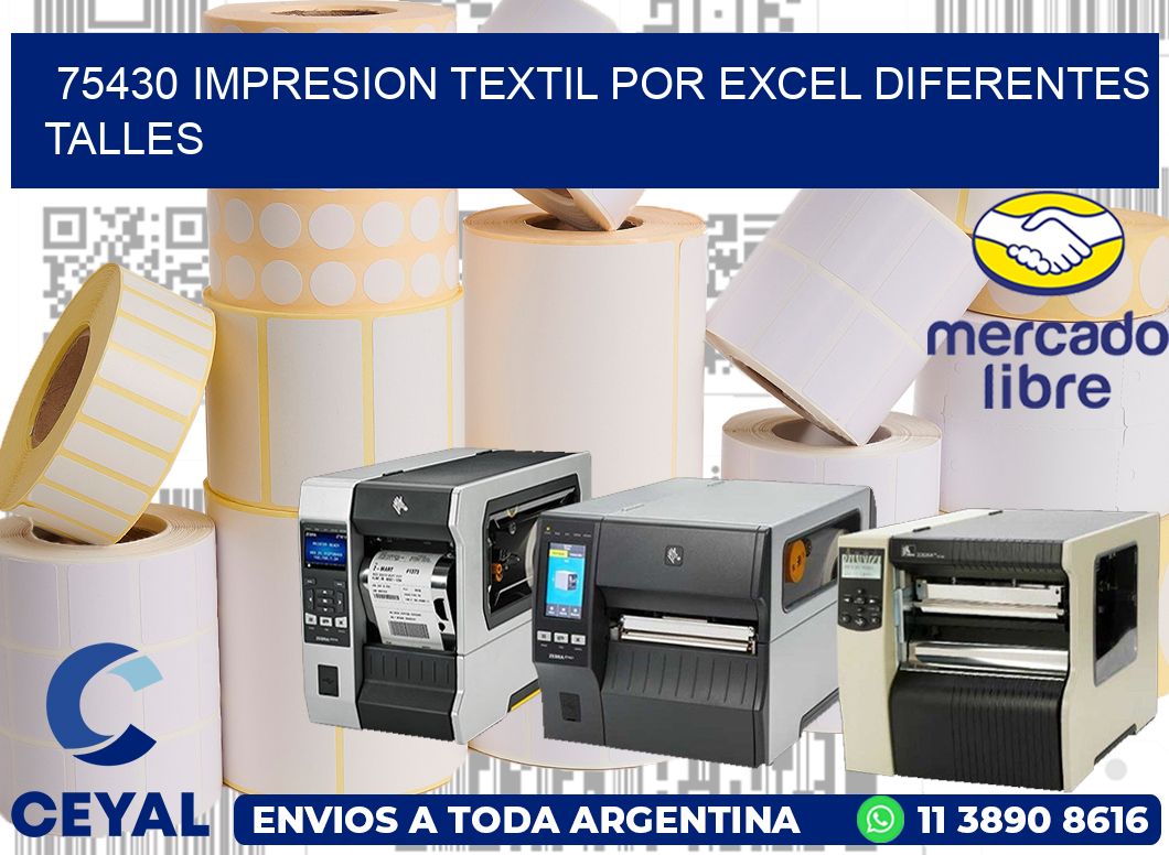 75430 IMPRESION TEXTIL POR EXCEL DIFERENTES TALLES