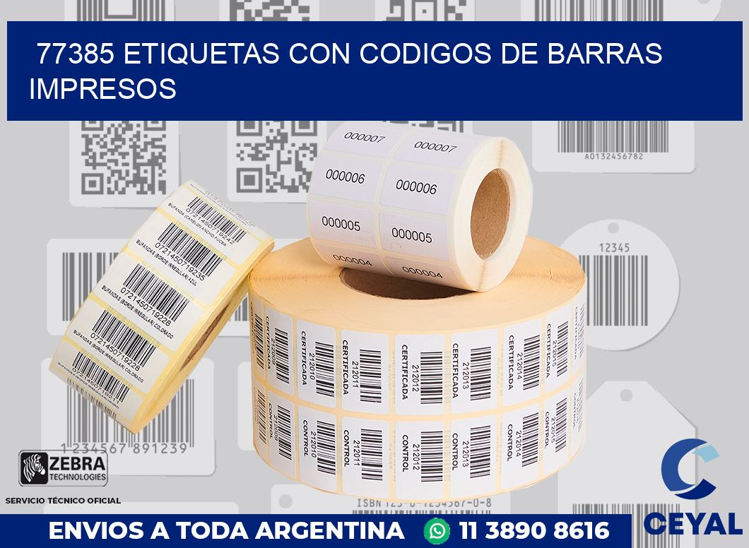 77385 ETIQUETAS CON CODIGOS DE BARRAS IMPRESOS