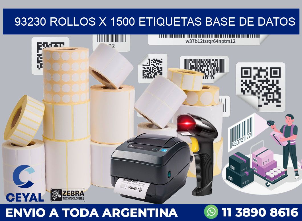 93230 Rollos x 1500 etiquetas base de datos