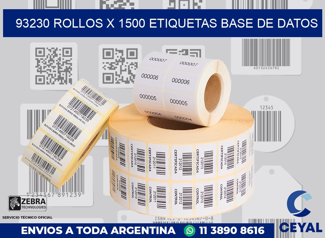 93230 Rollos x 1500 etiquetas base de datos