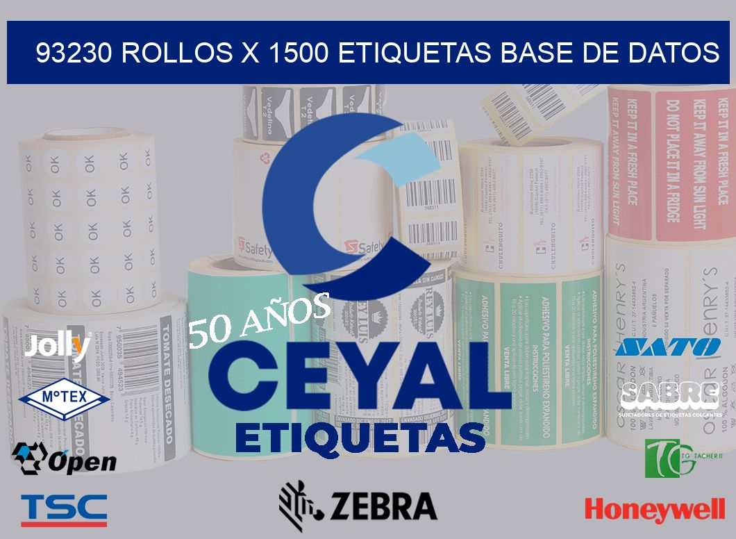 93230 Rollos x 1500 etiquetas base de datos