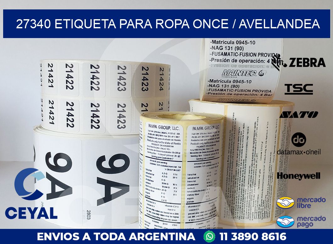 27340 ETIQUETA PARA ROPA ONCE / AVELLANDEA