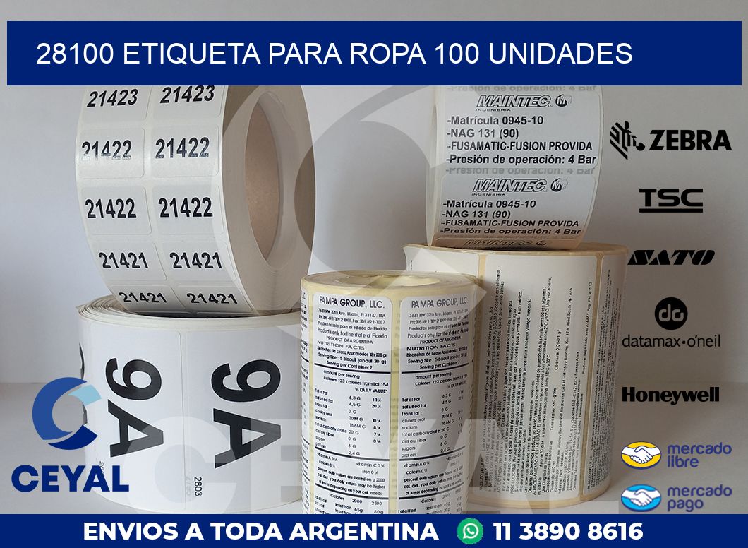 28100 ETIQUETA PARA ROPA 100 UNIDADES