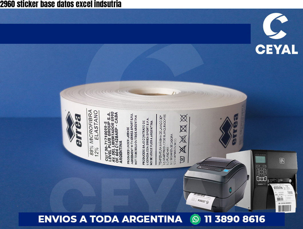 2960 sticker base datos excel indsutria