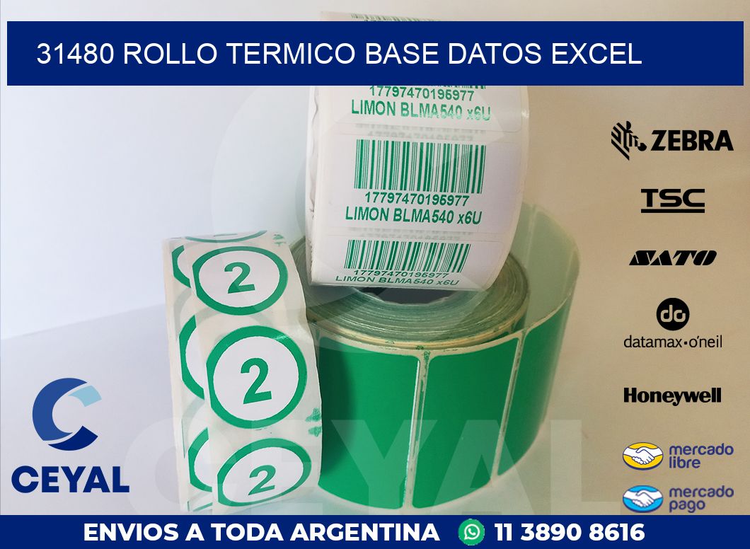 31480 rollo termico base datos excel