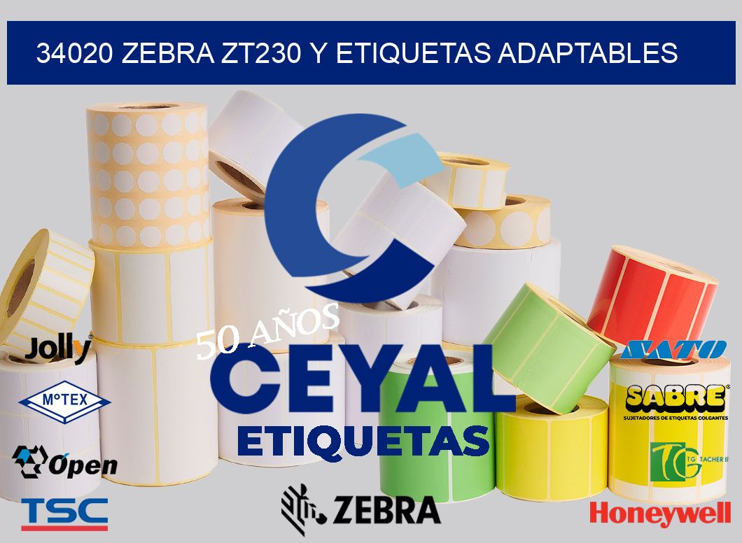 34020 Zebra ZT230 y Etiquetas Adaptables