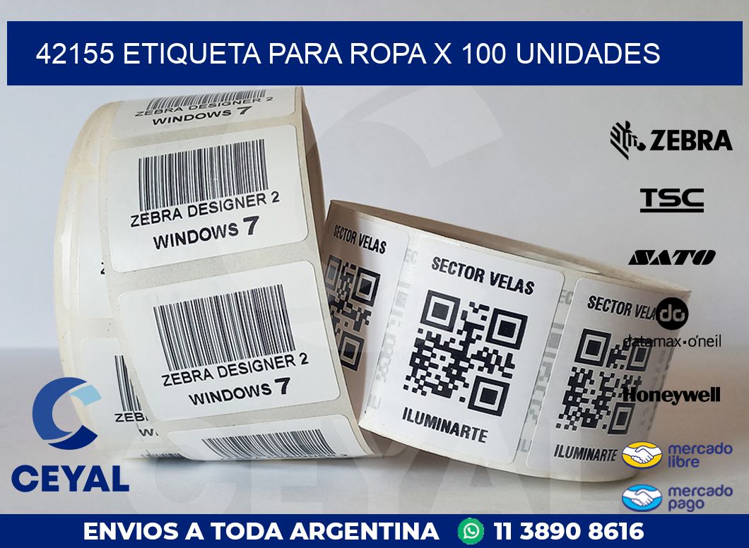 42155 ETIQUETA PARA ROPA X 100 UNIDADES
