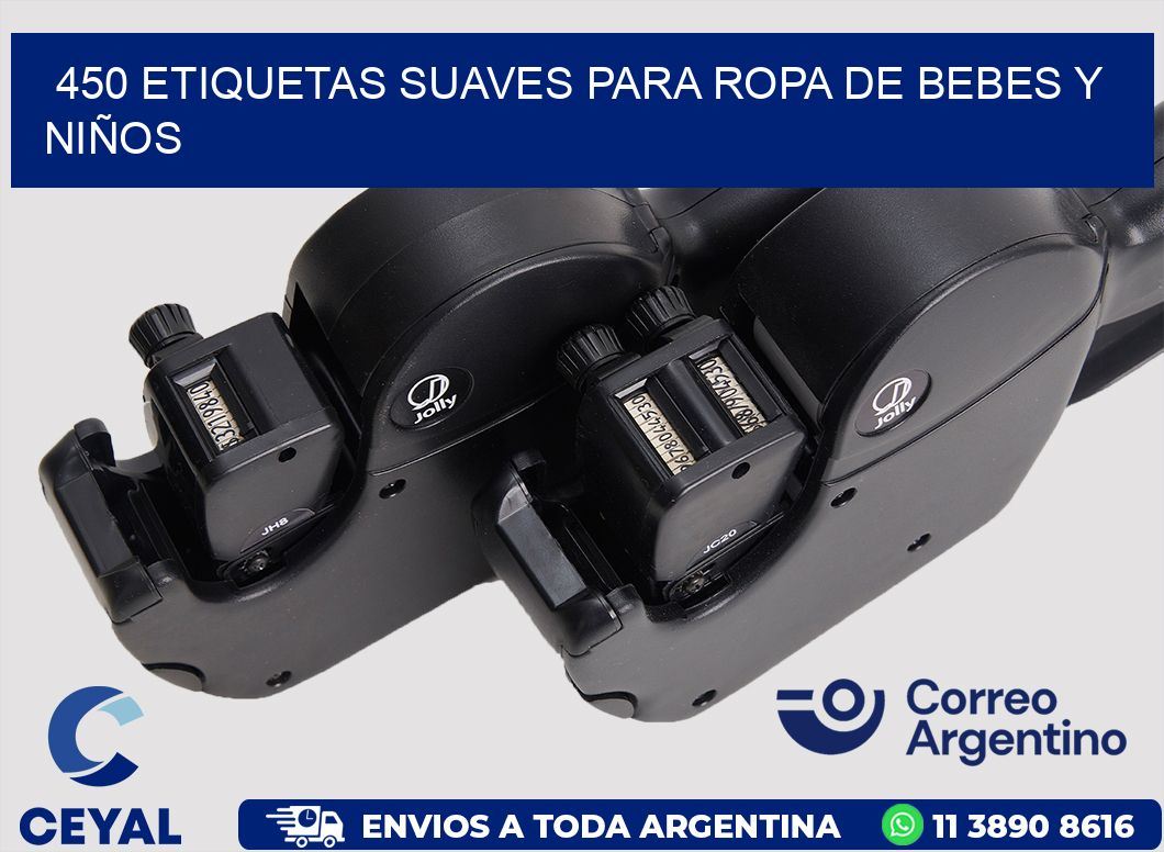 450 ETIQUETAS SUAVES PARA ROPA DE BEBES Y NIÑOS