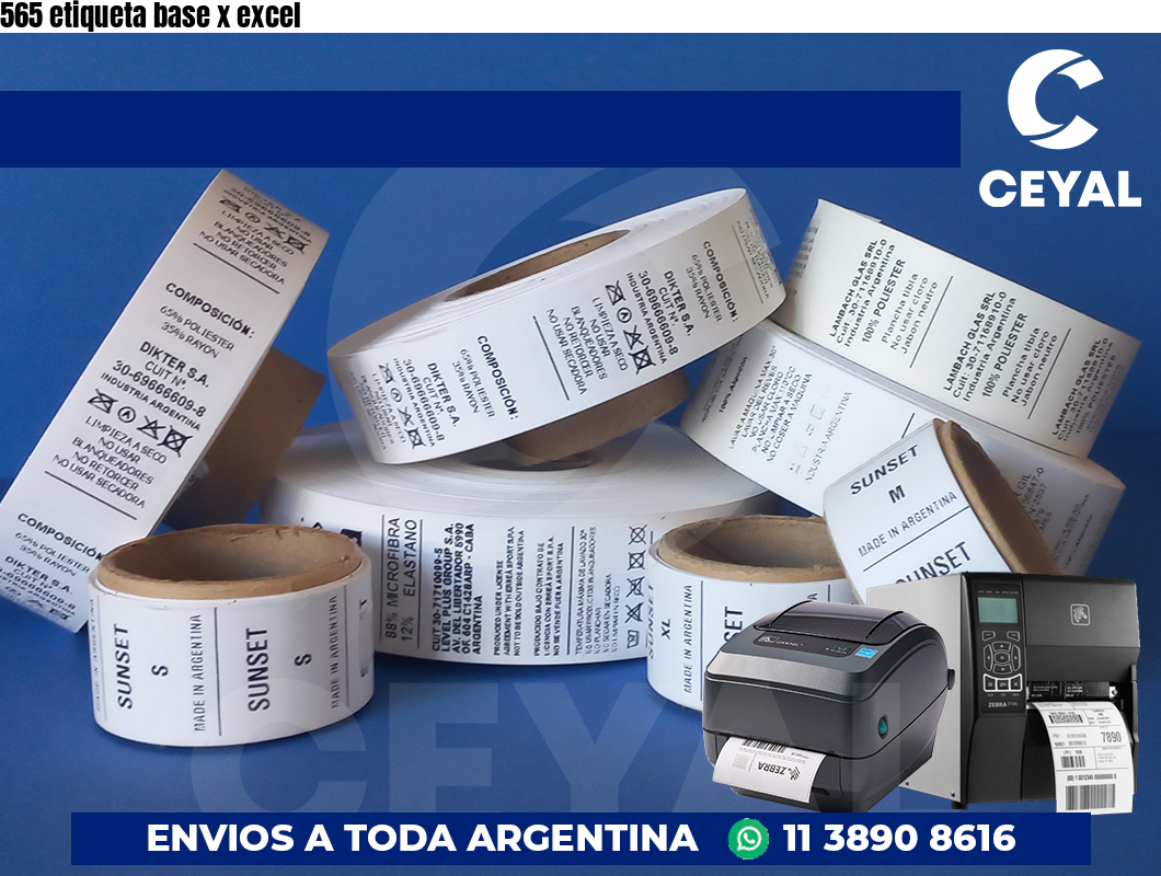 565 etiqueta base x excel
