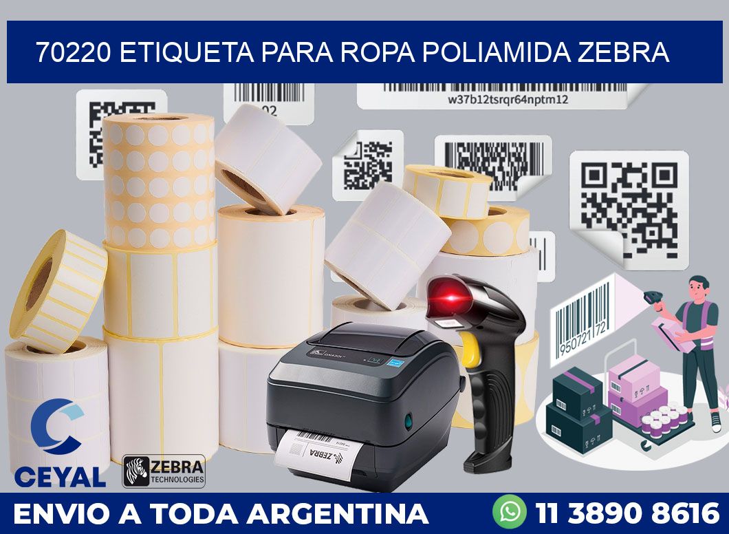 70220 ETIQUETA PARA ROPA POLIAMIDA ZEBRA