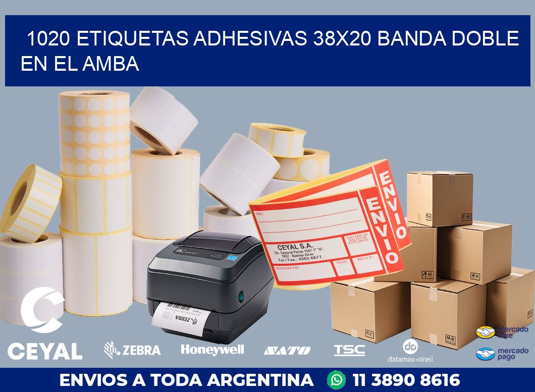1020 ETIQUETAS ADHESIVAS 38X20 BANDA DOBLE EN EL AMBA