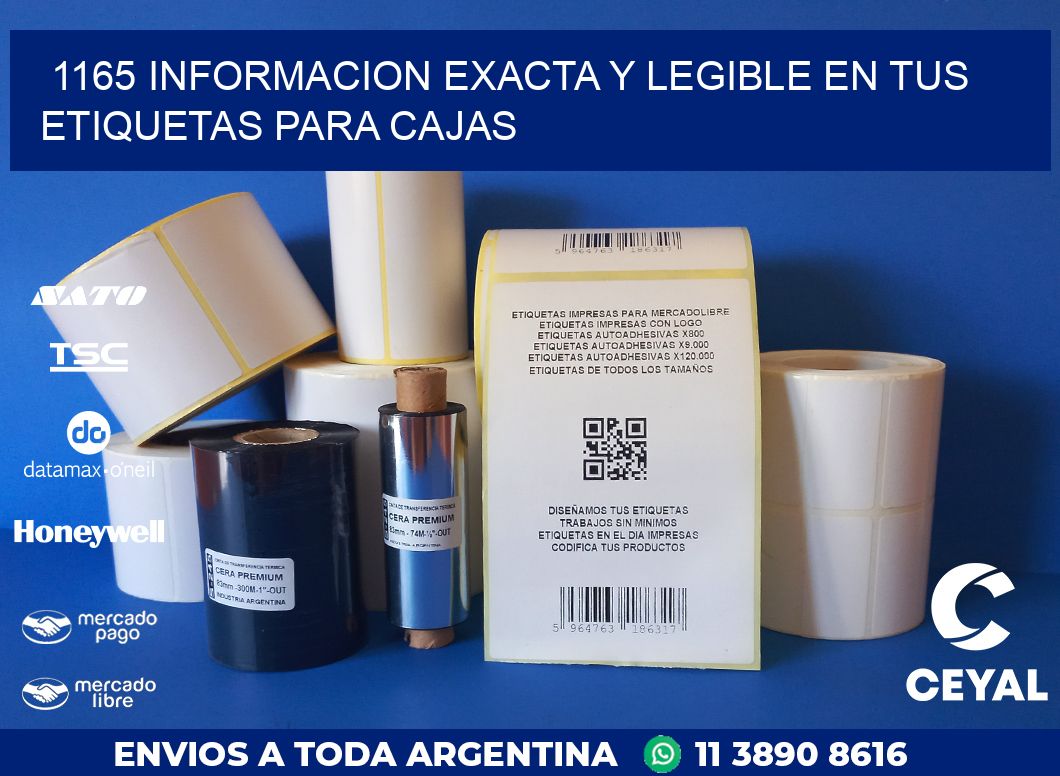 1165 INFORMACION EXACTA Y LEGIBLE EN TUS ETIQUETAS PARA CAJAS