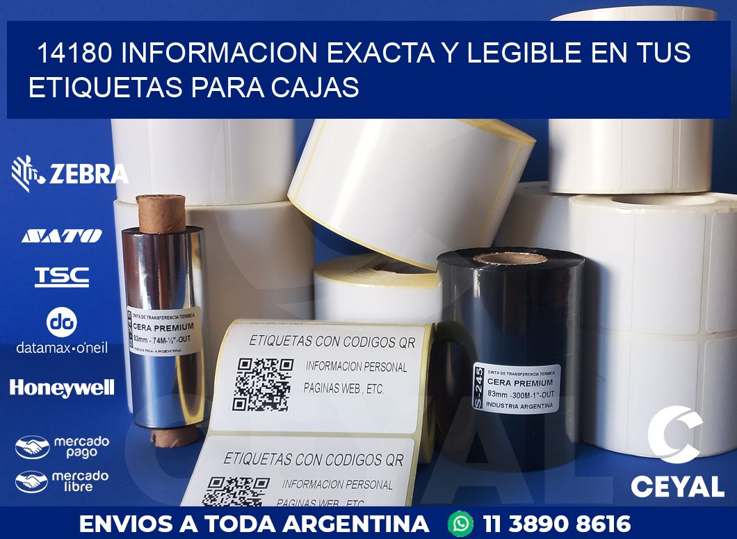 14180 INFORMACION EXACTA Y LEGIBLE EN TUS ETIQUETAS PARA CAJAS