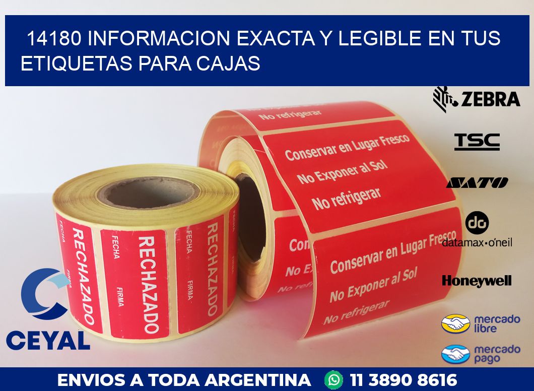 14180 INFORMACION EXACTA Y LEGIBLE EN TUS ETIQUETAS PARA CAJAS