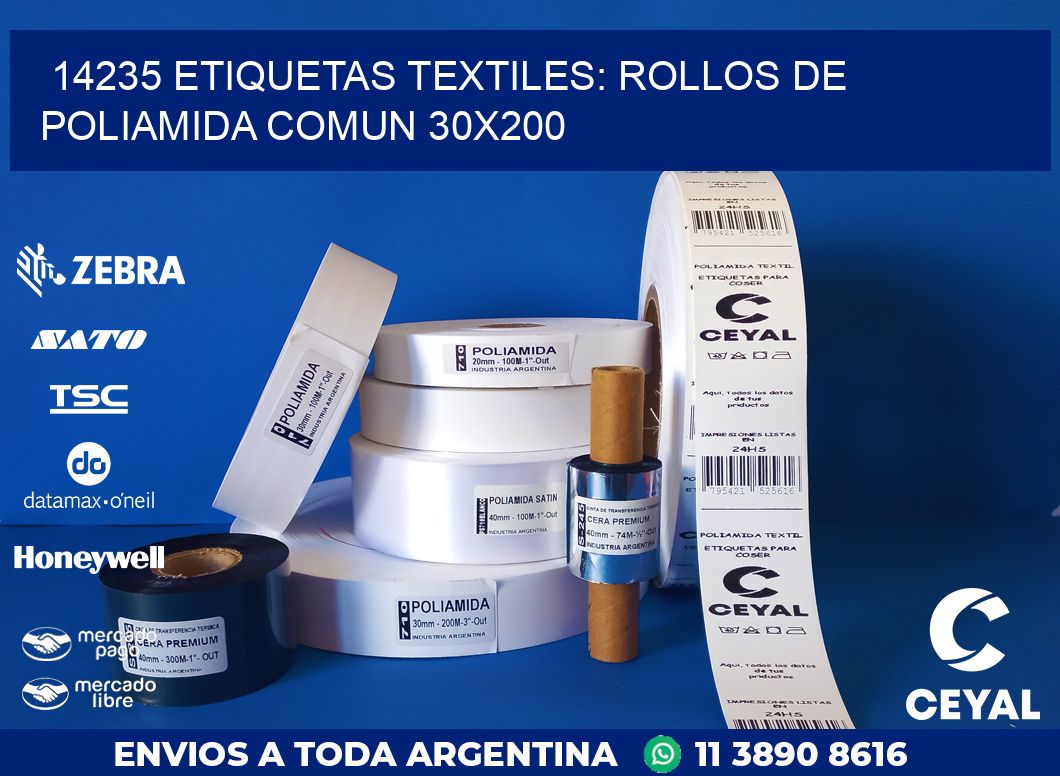14235 ETIQUETAS TEXTILES: ROLLOS DE POLIAMIDA COMUN 30X200