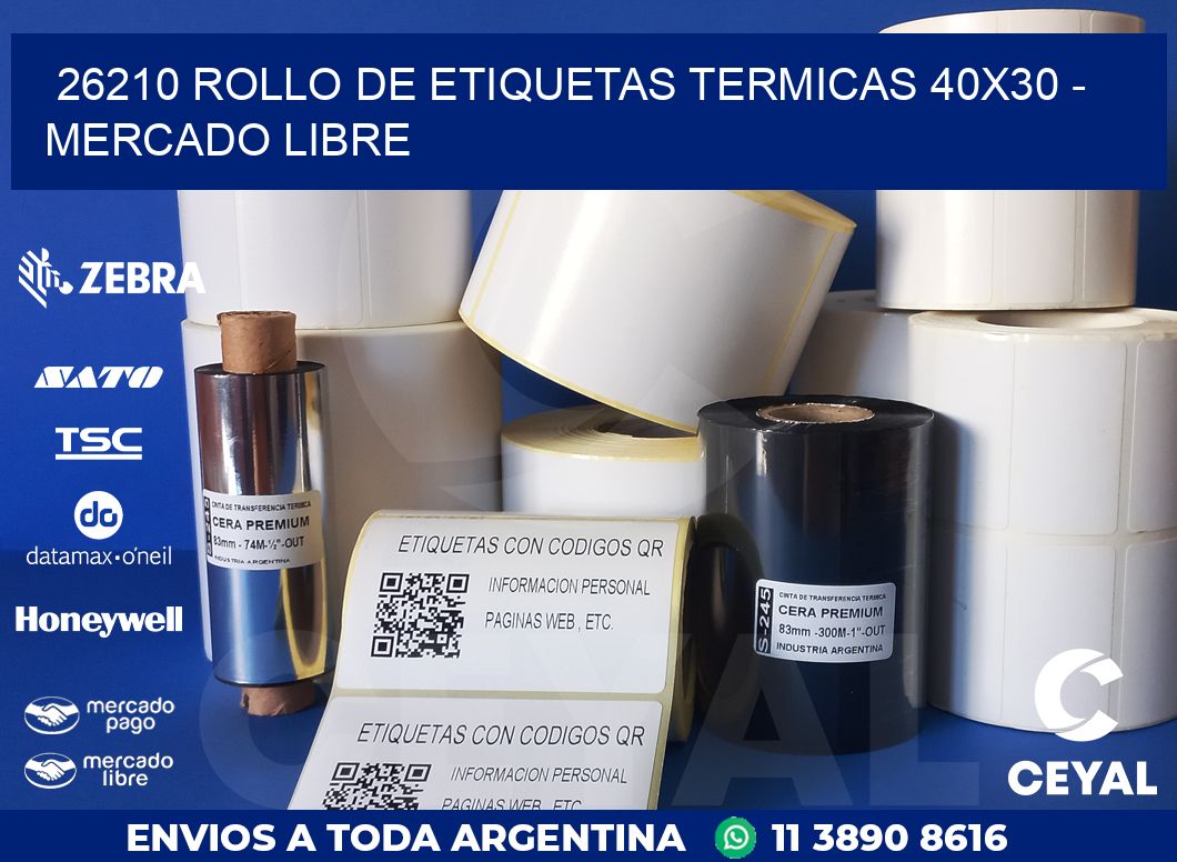 26210 ROLLO DE ETIQUETAS TERMICAS 40X30 – MERCADO LIBRE