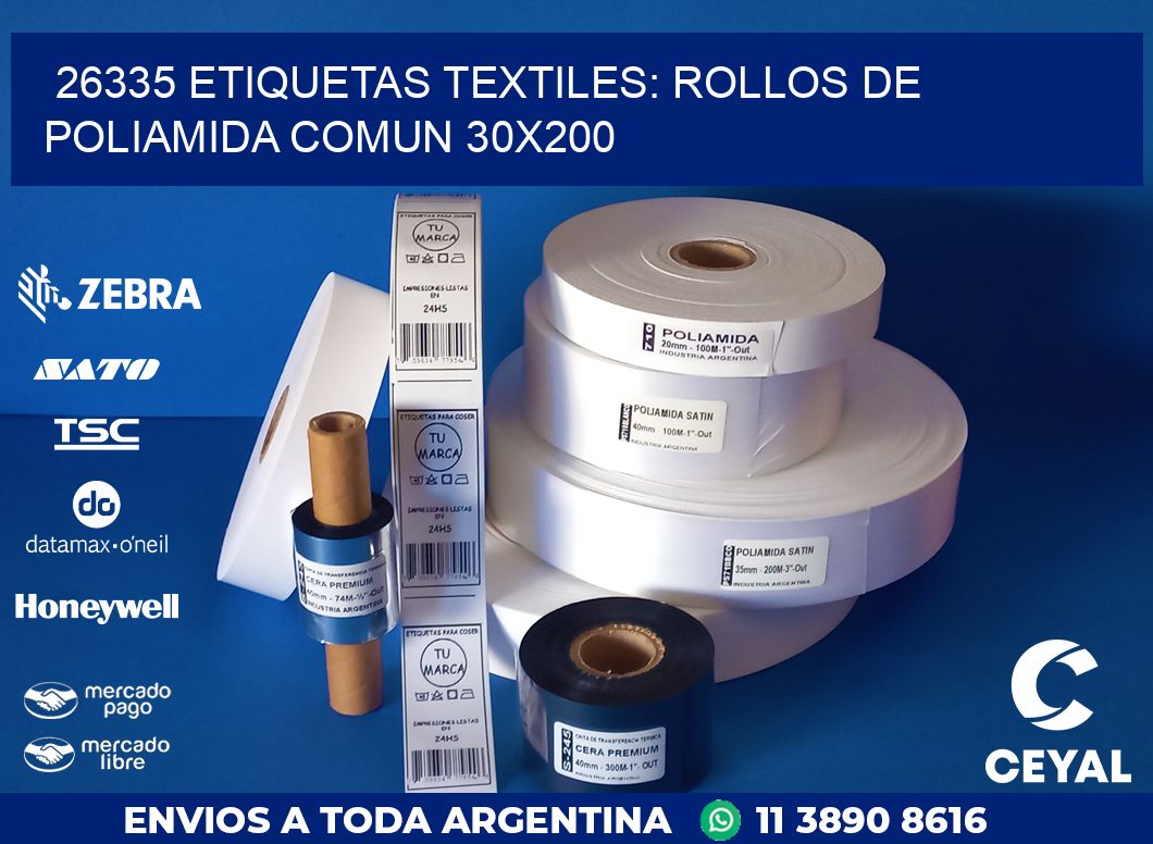 26335 ETIQUETAS TEXTILES: ROLLOS DE POLIAMIDA COMUN 30X200