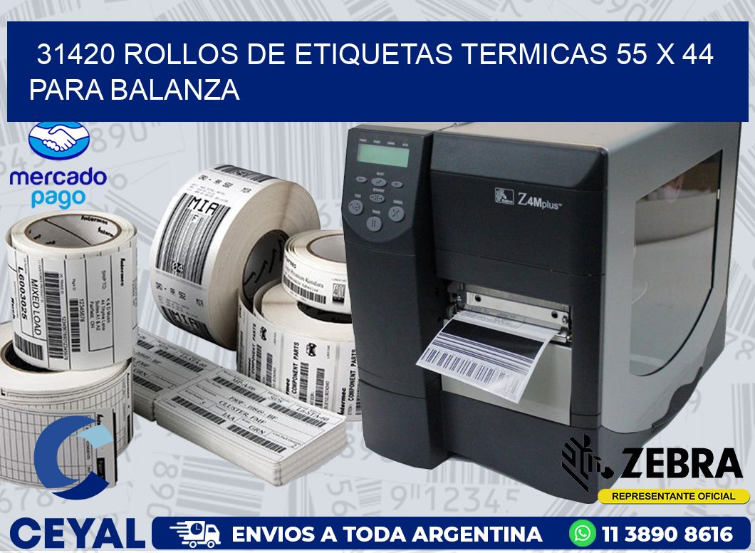 31420 ROLLOS DE ETIQUETAS TERMICAS 55 X 44 PARA BALANZA