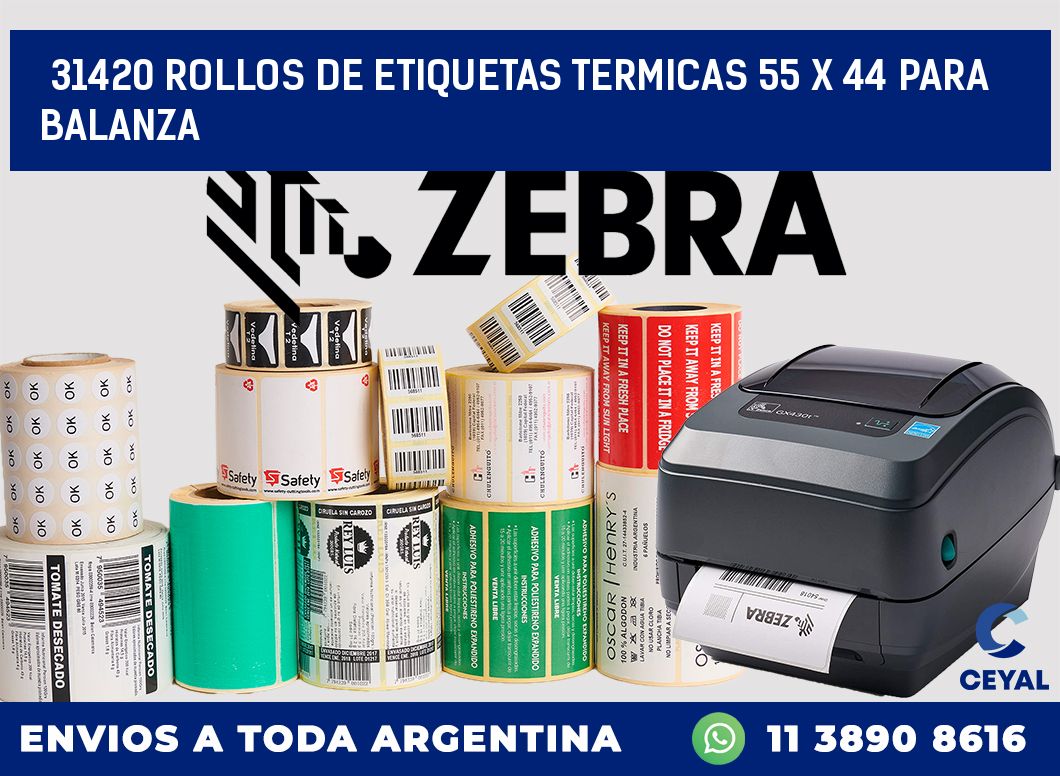 31420 ROLLOS DE ETIQUETAS TERMICAS 55 X 44 PARA BALANZA