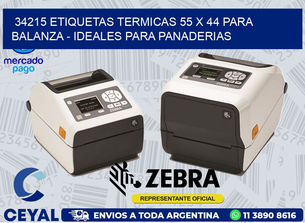 34215 ETIQUETAS TERMICAS 55 X 44 PARA BALANZA - IDEALES PARA PANADERIAS