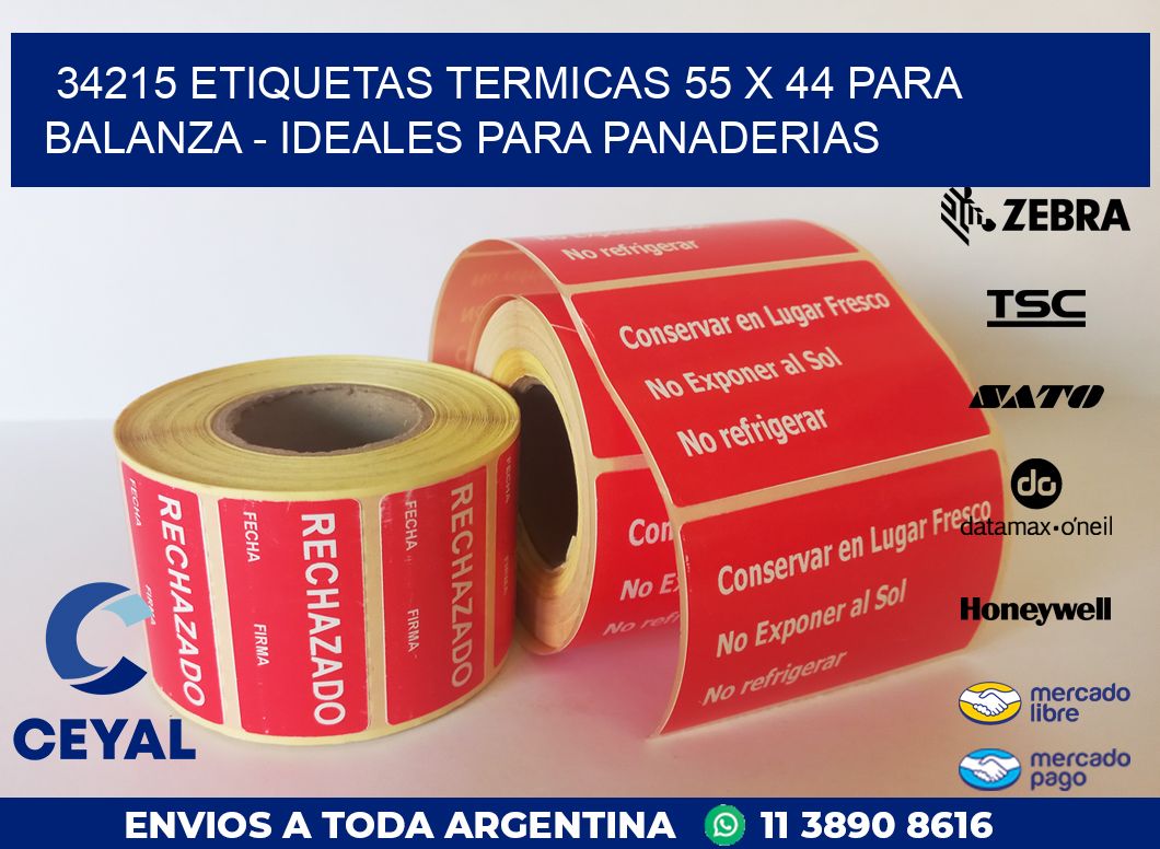 34215 ETIQUETAS TERMICAS 55 X 44 PARA BALANZA – IDEALES PARA PANADERIAS