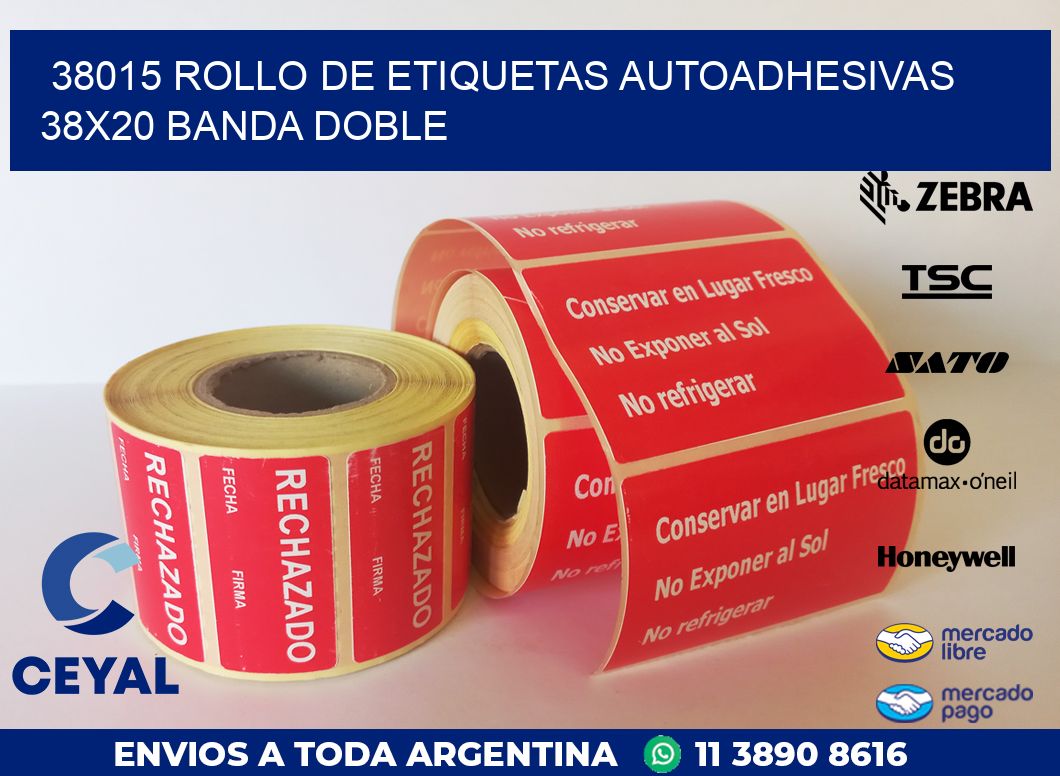 38015 ROLLO DE ETIQUETAS AUTOADHESIVAS 38X20 BANDA DOBLE